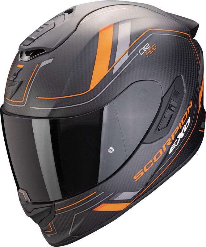 Scorpion Full Face Helmet Exo 1400 Evo 2 Carbon Air Mirage Matt Black-Orange | 140-440-168