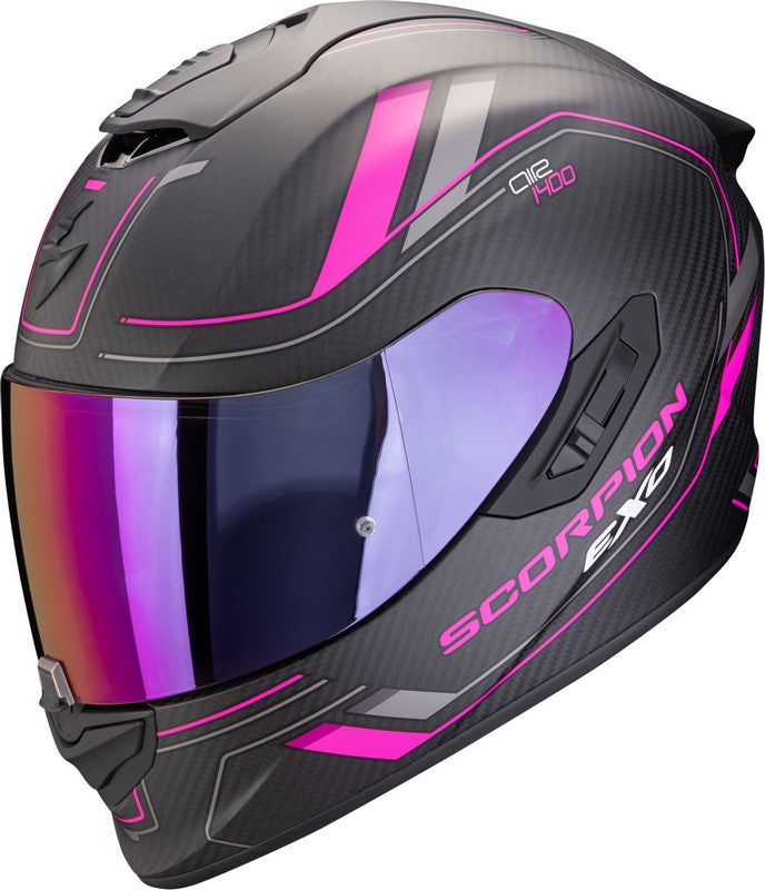 Scorpion Full Face Helmet Exo 1400 Evo 2 Carbon Air Mirage Matt Black-Pink | 140-440-179
