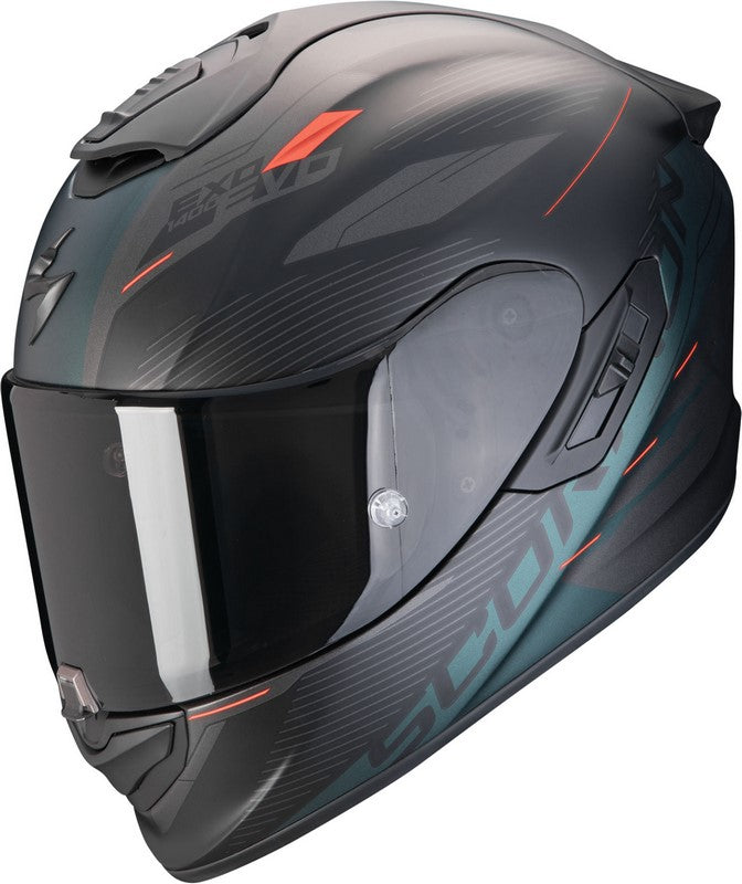 Scorpion Full Face Helmet Exo 1400 Evo 2 Air Luma Matt Black-Green | 140-443-128