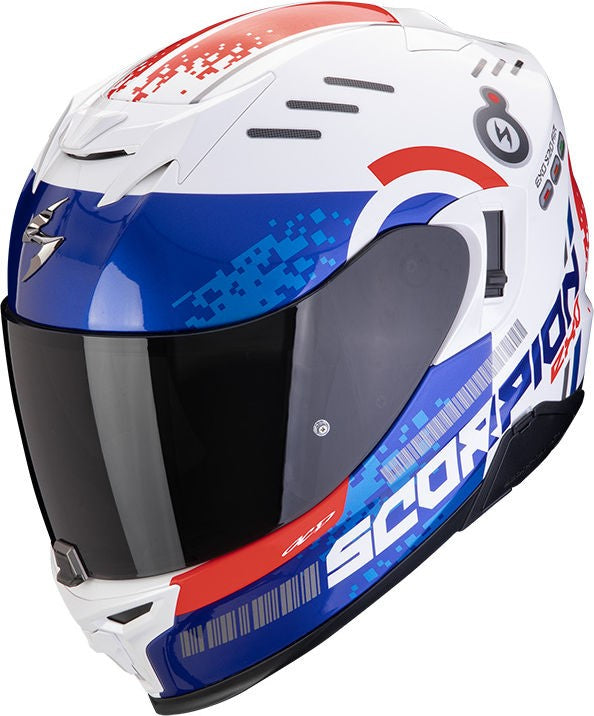 Scorpion Full Face Helmet Exo 520 Evo Air Titan White-Blue-Red | 172-448-236