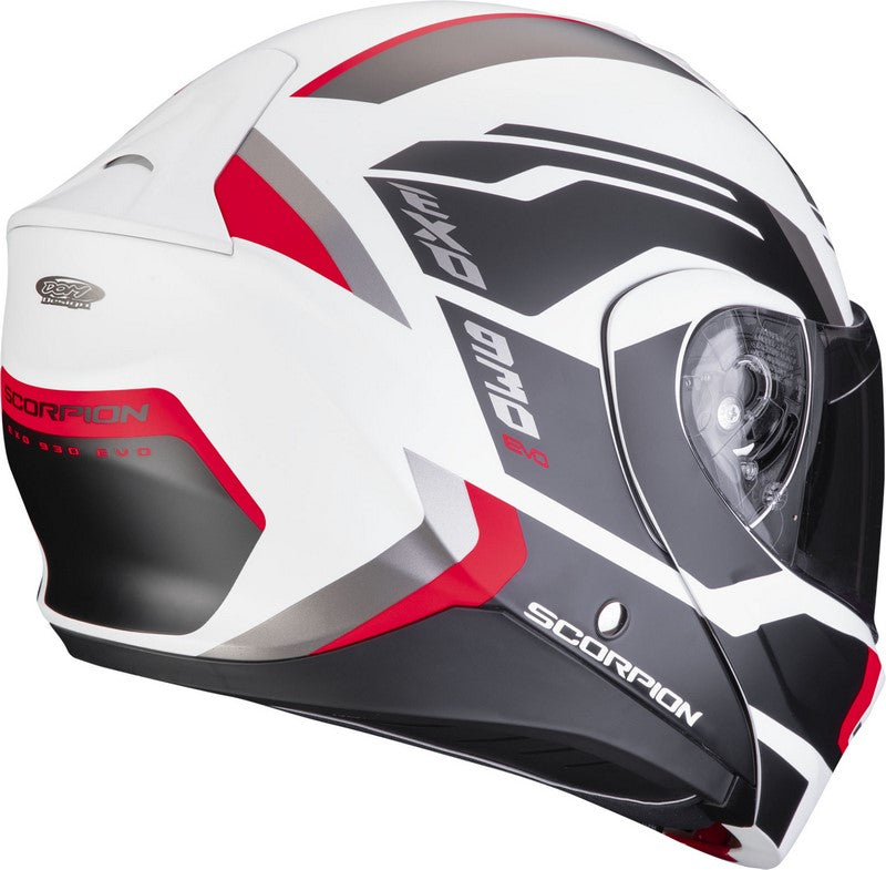 Scorpion Modular Helmet Exo 930 Evo Sikon Mattwhite-Black-Red | 194-428-292
