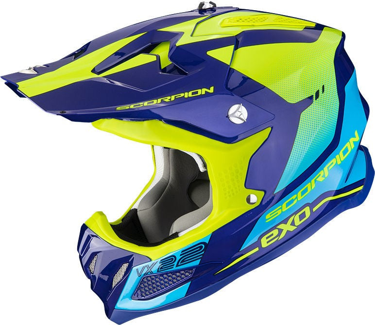 Scorpion / スコーピオン Exo Offroad Helmet Vx-22 Air Attis ブルーイエロー | 32-380-203