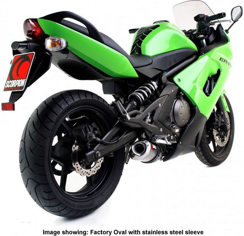 Scorpion / スコーピオンエキゾースト Factory オーバルスリップオン チタンスリーブ eマーク Kawasaki ER6 F/N/Versys 2006 | EKA74TEO