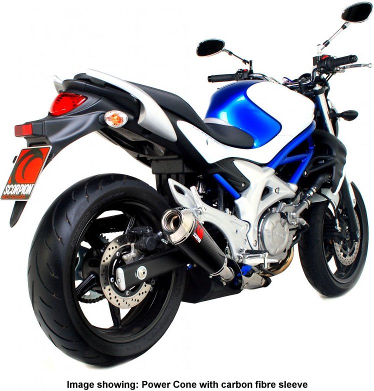 Scorpion / スコーピオンエキゾースト Power Cone (パワーコン) スリップオン ステンレススリーブ eマーク Suzuki Gladius 650 2009 - 201 | ESI105SEO