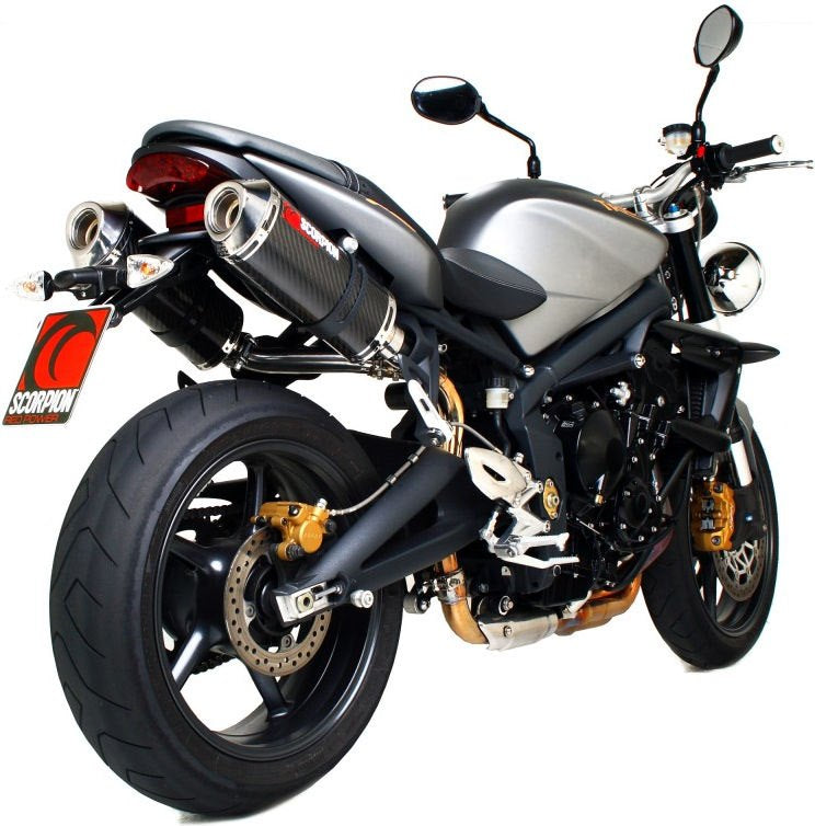 Scorpion / スコーピオンエキゾースト Factory オーバルスリップオン (ペア) カーボンファイバースリーブ eマーク Triumph Street Triple 675 | ETR64CEO