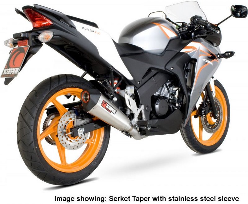 Scorpion / スコーピオンエキゾースト Serket テーパーフルシステム チタンスリーブ eマーク Honda CBR 125 R 2011 - 2016 | RHA151TEO