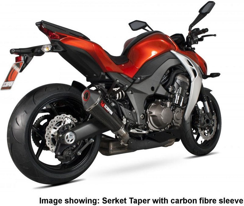 Scorpion / スコーピオンエキゾースト Serket (Taper)テーパースリップオン (ペア) ステンレススリーブ eマーク Kawasaki Z 1000 14-Curre | RKA106SEO