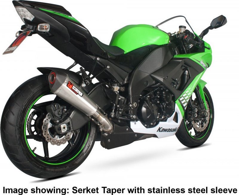 Scorpion / スコーピオンエキゾースト Serket (Taper)テーパースリップオン カーボンファイバースリーブ eマーク Kawasaki Ninja ZX-10R 08- | RKA80CEO