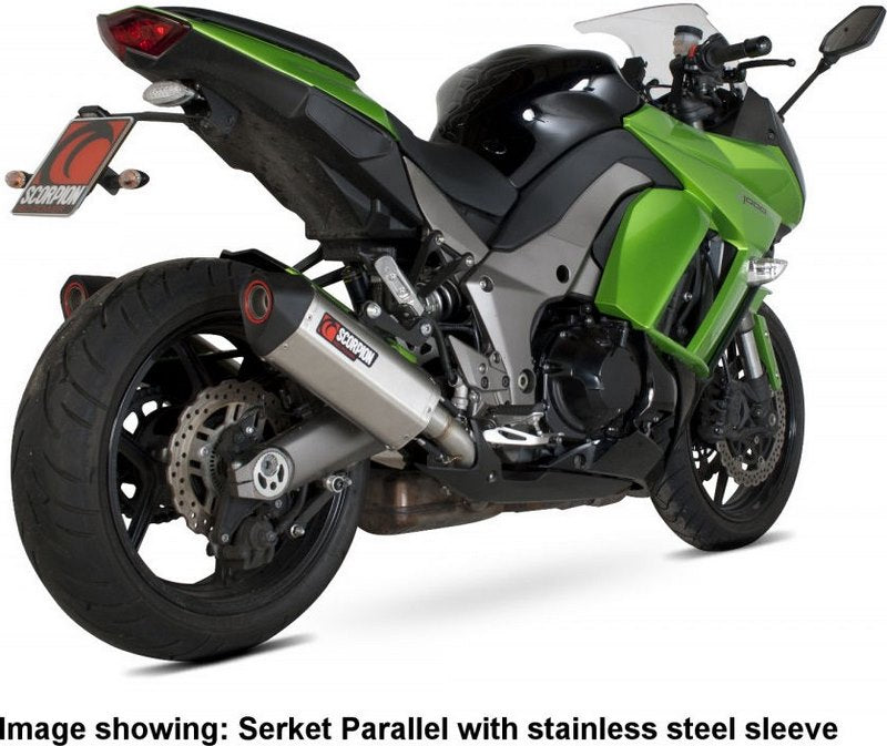Scorpion / スコーピオンエキゾースト Serket スリップオン (ペア) カーボンファイバースリーブ eマーク Kawasaki Z 1000 10-13 2010 - 20 | RKA87CEO