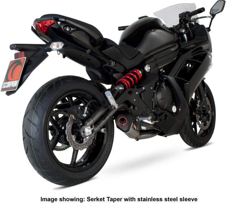 Scorpion / スコーピオンエキゾースト Serket テーパーフルシステム カーボンファイバースリーブ eマーク Kawasaki ER6 F/N 2012 - 20 | RKA90SYSCEO