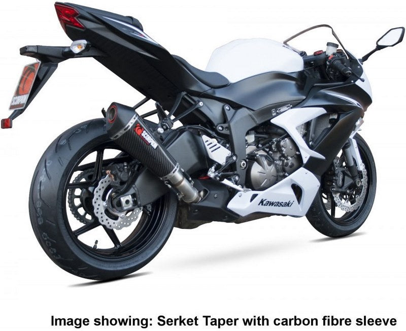 Scorpion / スコーピオンエキゾースト Serket (Taper)テーパースリップオン ステンレススリーブ eマーク Kawasaki Ninja ZX-6R 13-Curre | RKA97SEO
