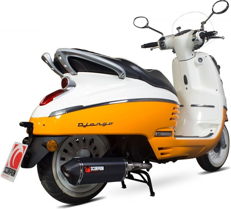 Scorpion / スコーピオンエキゾースト Serket フルシステム ブラックセラミックスリーブ Peugeot Django 150 Euro 4 2017 - 2018 | RPG105BCER