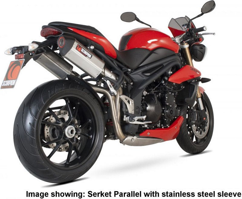Scorpion / スコーピオンエキゾースト Serket スリップオン (ペア) カーボンファイバースリーブ eマーク Triumph Speed Triple 1050 11-15 | RTR70CEO