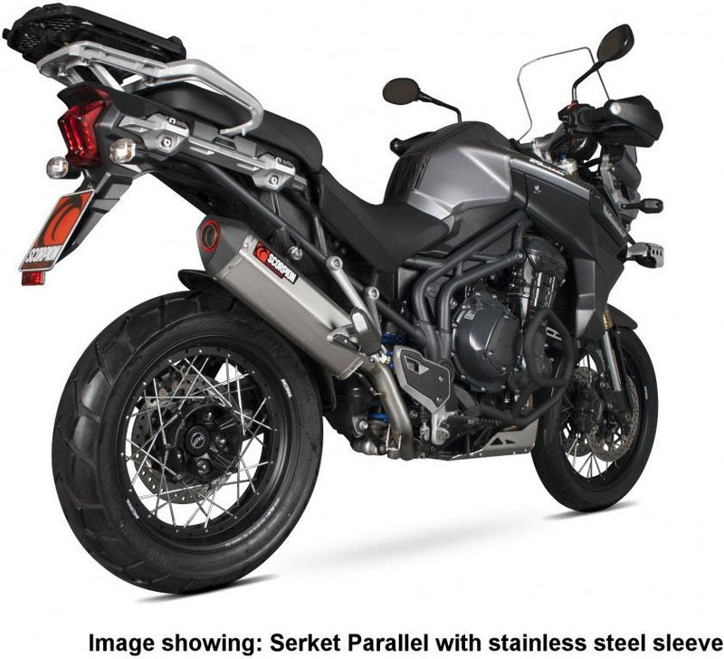 Scorpion / スコーピオンエキゾースト Serket スリップオン カーボンファイバースリーブ eマーク Triumph Tiger 1200 Explorer 20 | RTR73CEO