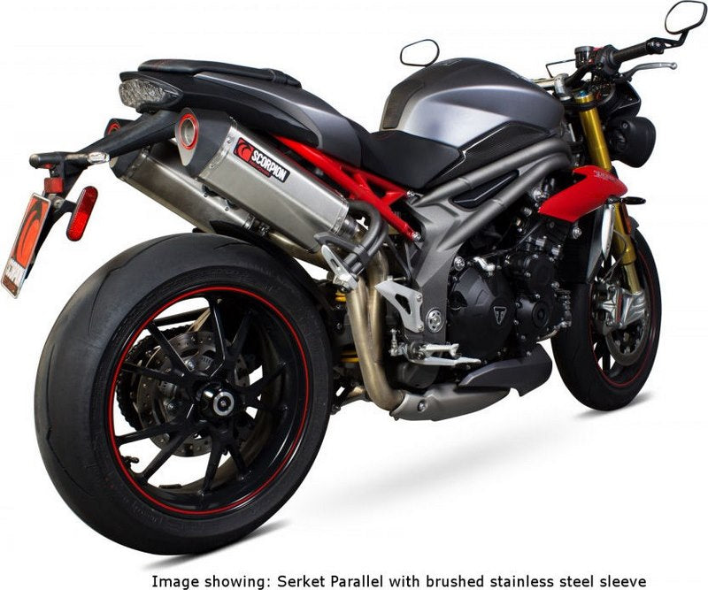 Scorpion / スコーピオンエキゾースト Serket スリップオン (ペア) ブラックセラミックコーティングスリーブ eマーク Triumph Speed Triple 1050 | RTR84BCER
