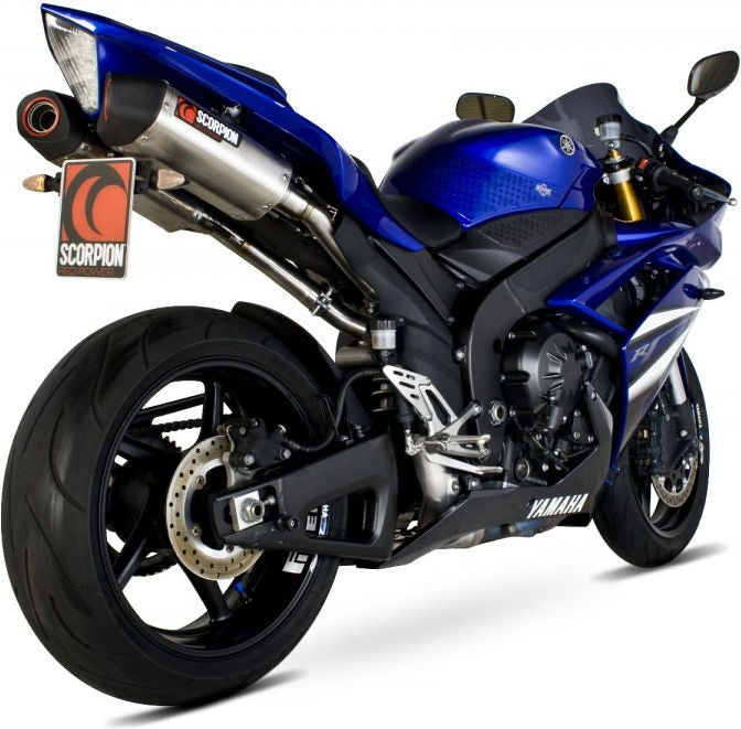 Scorpion / スコーピオンエキゾースト Serket (Taper)テーパースリップオン (ペア) ステンレススリーブ eマーク Yamaha YZF R1 07-08 2007 | RYA81SEO