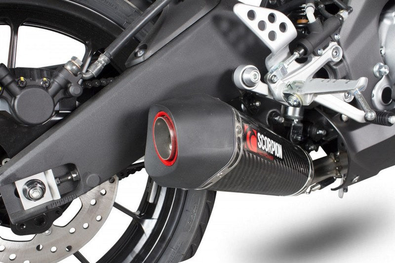 Scorpion / スコーピオンエキゾースト Serket テーパーフルシステム カーボンファイバースリーブ Yamaha YZF R 125 2014 - 2018 | RYA95SYSCEO