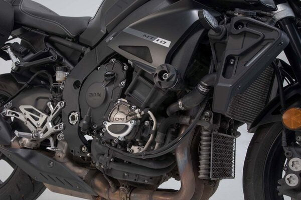 SW Motech Engine Case Protector. B-stock.. Black/silver. Yamaha MT-10 / SP (16-21). | B.MSS.06.564.10000