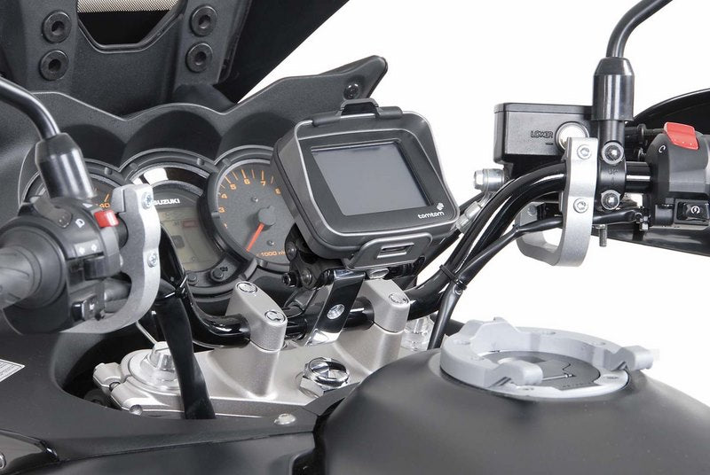SW-MOTECH / SWモテック GPS マウント + ハンドルバー クランプ Ø 28 mm ハンドルバー . バイブレーションダンプ. シルバー | GPS.00.308.10201/S