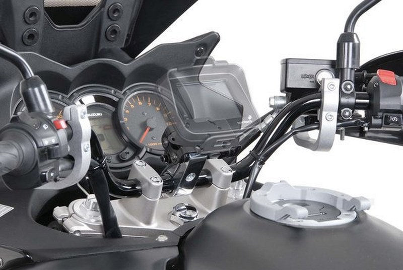 SW-MOTECH / SWモテック GPS マウント(ハンドルバークランプ付) For 1 1/4 (Ø 32 mm) ハンドルバー Damped. シルバー | GPS.00.308.10301/S