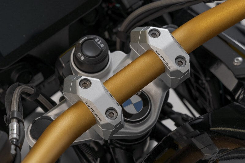 SW-MOTECH / SWモテック Bar back variable for Ø32 handlebars. H=32mm. Back 5/10/15/20/25/30 mm. Silver | LEH.00.039.32000/S