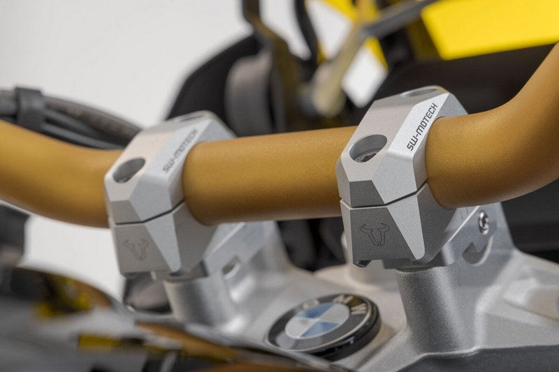 SW-MOTECH / SWモテック Bar back variable for Ø32 handlebars. H=32mm. Back 5/10/15/20/25/30 mm. Silver | LEH.00.039.32000/S