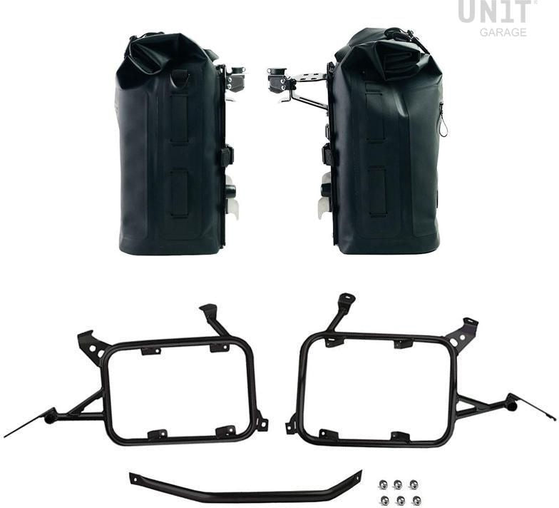Unitgarage / ユニットガレージ Two Khali side panniers in TPU 35L - 45L + Pair of aluminium plates with Inox Subframe R1200GS LC - R1250GS & ADV | 2xUG002-AL0C-1927