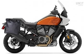 Unitgarage / ユニットガレージ Two Khali side panniers in TPU 35L - 45L + Pair of aluminium plates with Inox Subframe HD Pan America | 2xUG002-AL0C-3306-BL