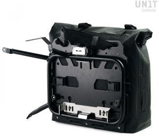 Unitgarage / ユニットガレージ Two Khali side panniers in TPU 35L - 45L + Pair of aluminium plates with Inox Subframe HD Pan America | 2xUG002-AL0C-3306-BL