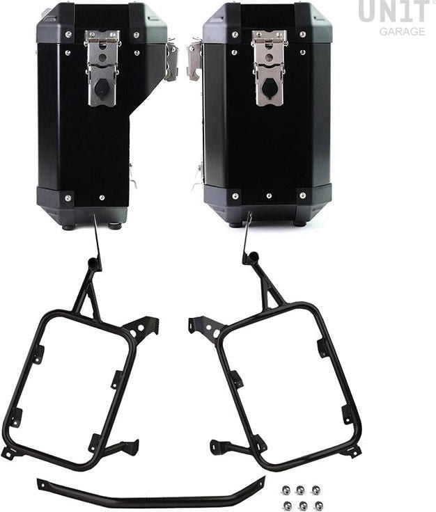 Unitgarage / ユニットガレージ Pair of aluminium Panniers Atlas 40L+34L with Subframes R1200GS LC - R1250GS & ADV | AL1C-BL-1927