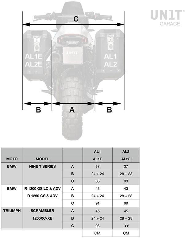 Unitgarage / ユニットガレージ Aluminium Pannier Atlas 47L with Right Inox Subframe NineT-Series | ug-AL2-BL-1687