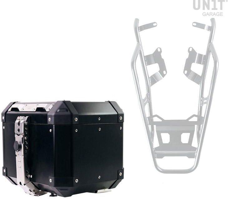 Unitgarage / ユニットガレージ Atlas 36L Aluminum Top Case + Rear luggage rack with passenger grip | AL4-BL-2033