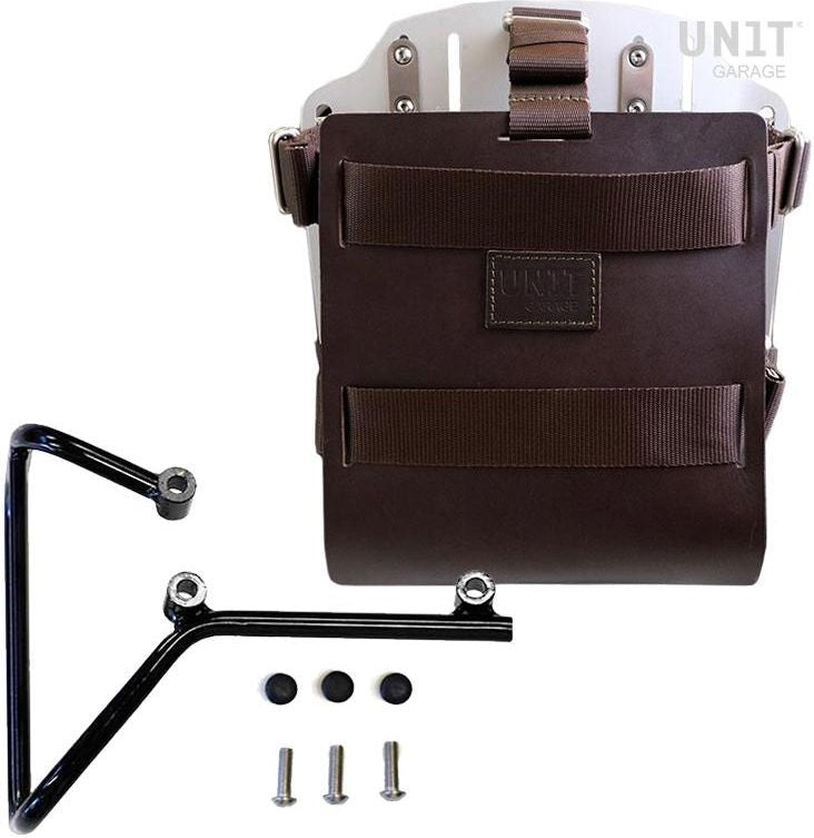 Unitgarage / ユニットガレージ Carrying system in aluminum with adjustable leather front Quick Release System and Svartpilen 701 frame | U085-U000-3002