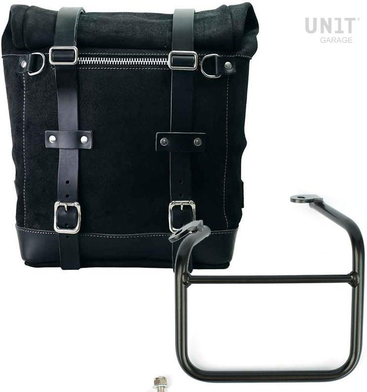 Unitgarage / ユニットガレージ Waxed suede side pannier Scram 22L-30L + Left frame for Ducati Scrambler 1100 with double exhaust on the right | U202-1009SX