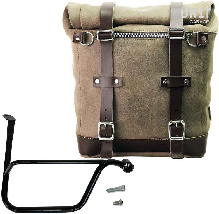 Unitgarage / ユニットガレージ Waxed suede side pannier Scram 22L-30L + Right Subframe Triumph Thruxton & Thruxton R 1200 (2016 until now) | U202-1020DX
