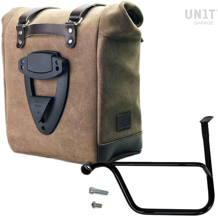 Unitgarage / ユニットガレージ Waxed suede side pannier Scram 22L-30L + Left Subframe Triumph Thruxton & Thruxton R 1200 (2016 until now) | U202-1020SX
