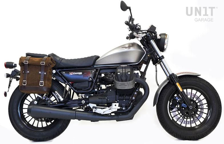 Unitgarage / ユニットガレージ Waxed suede side pannier Scram 22L-30L + Right Subframe Guzzi V9 Bobber | U202-2250DX