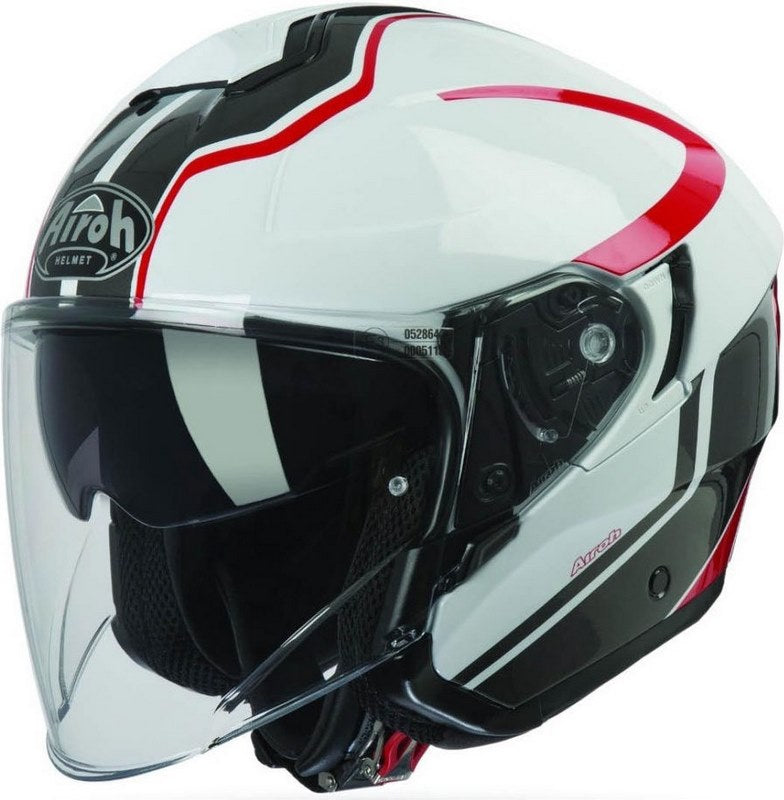 AIROH ジェットヘルメット ハンター ソウル、ホワイト-レッド-ブラック | HUSO38