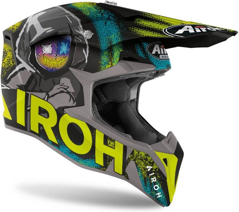 AIROH モトクロス ヘルメット Wraap Alien、イエローマット | WRA31