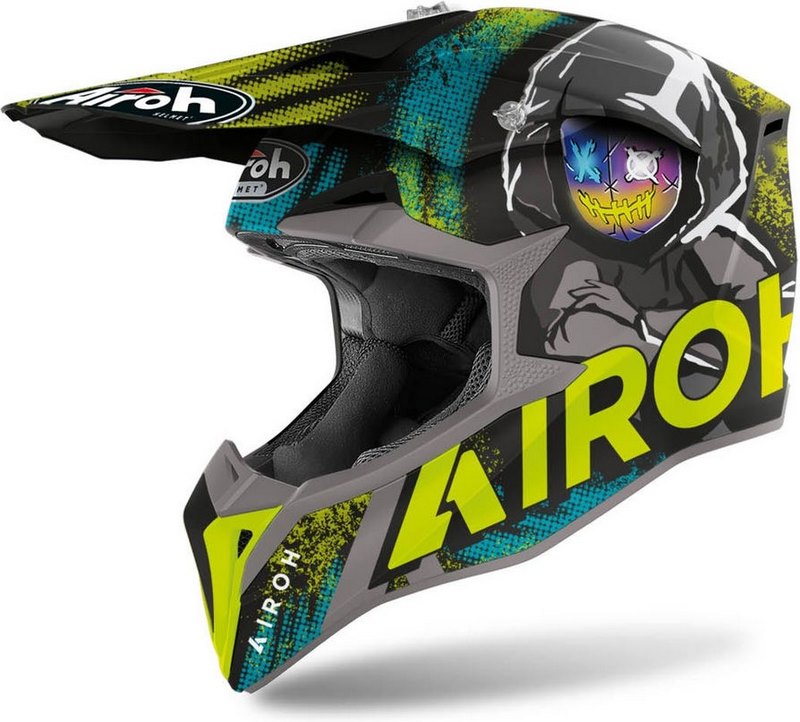 AIROH モトクロス ヘルメット Wraap Alien、イエローマット | WRA31