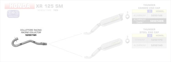 ARROW / アロー HONDA XR 125 L 2004-2005 CR 125 R/SM 2004/2005 ステンレスコレクター  l 52001MI