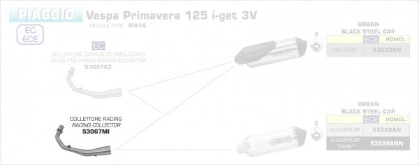 ARROW / アロー VESPA PRIMAVERA I-GET 125 '17 ステンレスコレクター | 53067MI