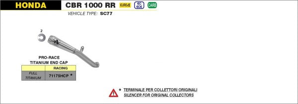 ARROW / アロー HONDA CBR 1000 RR/SP PRO RACE サイレンサー + ウェルデッド チタン リンクパイプ + DBキラー + カーボン エンドキャップ | 71175HCP