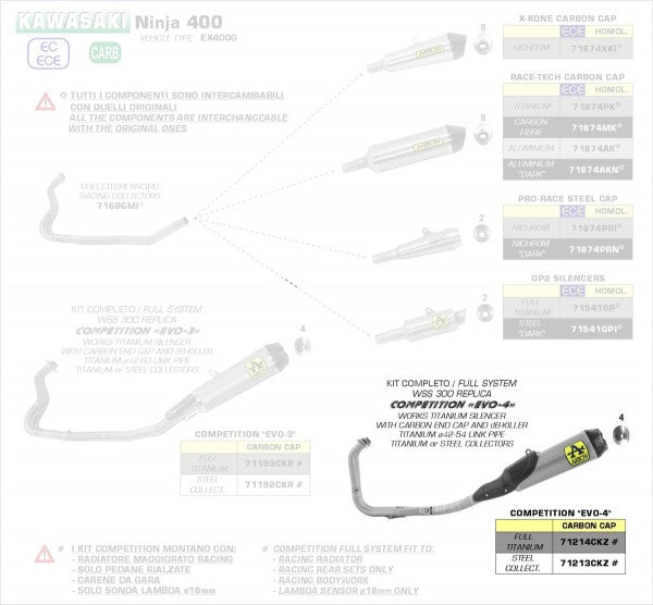 Arrow Street CompetitionEVO-4フルタイタンフルシステム、エンドキャップカーボン、DBキラーが含まれています | 71214CKZ