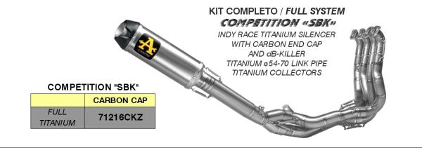 Arrow / アロー KAWASAKI ZX-10R SBK '21 競技用フルシステムマフラー INDY RACE サイレンサー | 71216CKZ