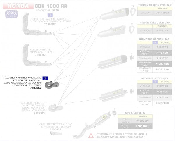 ARROW / アロー HONDA CBR 1000 RR '08 eマーク（公認）リンクパイプ | 71379KZ