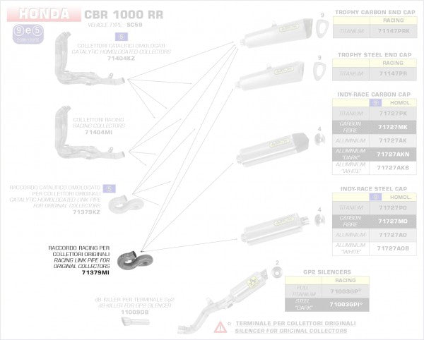 ARROW / アロー HONDA CBR 1000 RR '08 ステンレスミッドパイプ | 71379MI