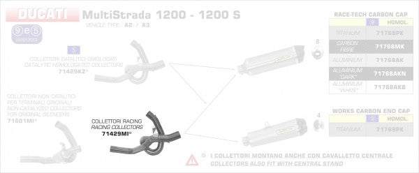 ARROW / アロー DUCATI MULTISTRADA 1200 '10/11 ステンレス 2:1 コレクター | 71429MI