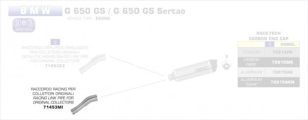 ARROW / アロー BMW G 650 GS '11/13 ステンレスミッドパイプ オリジナルコレクター用 | 71453MI