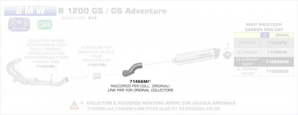 ARROW / アロー BMW R 1200 GS '10/12 スチール ミッドパイプ  | 71466MI